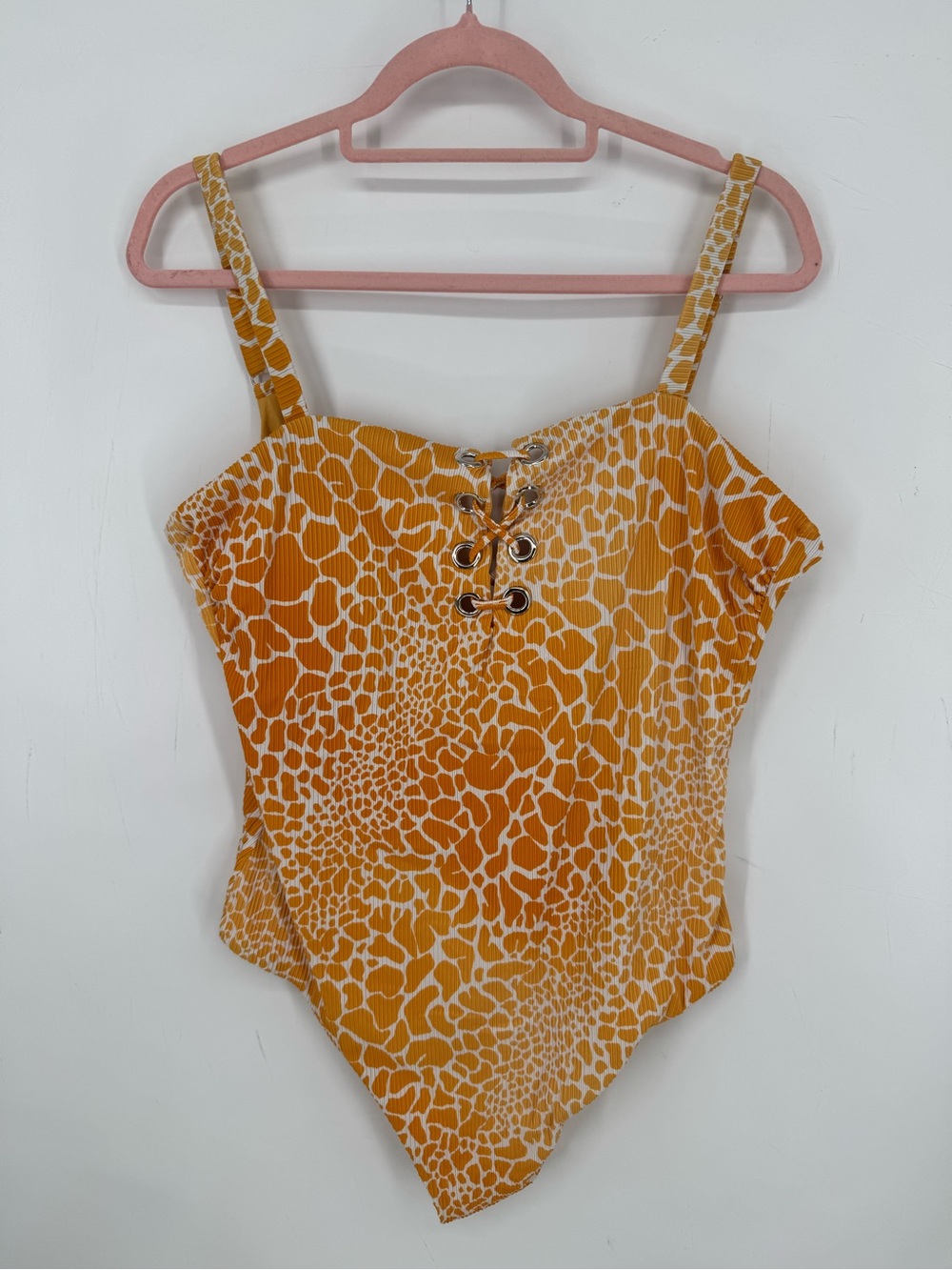 Coastal Waves Animal Print Lace Up Beachcore One Piece Swimsuit Plus Size 2X - Picture 2 of 5